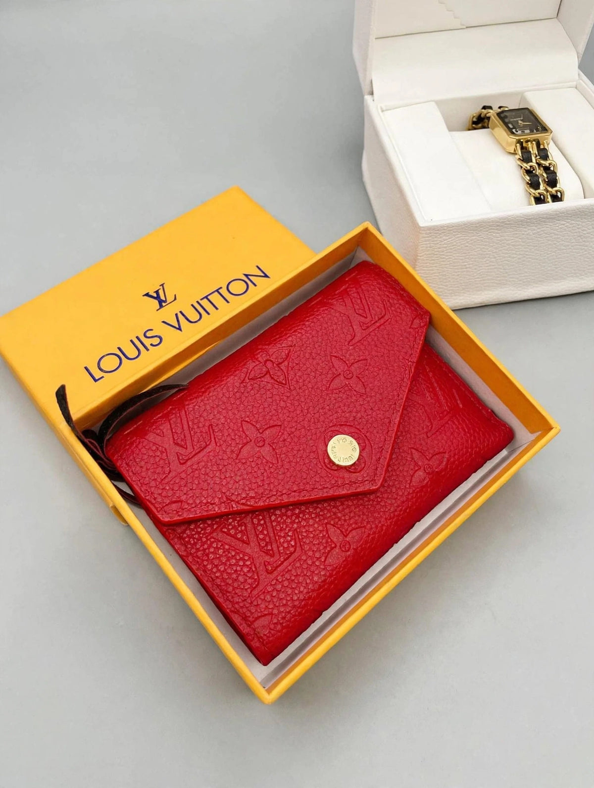 Portefeuille Rouge Gaufré