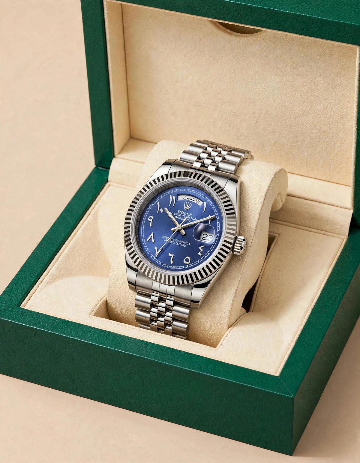 Rolex Day-Date Cadran Arabe — Bleu (avec boîte)