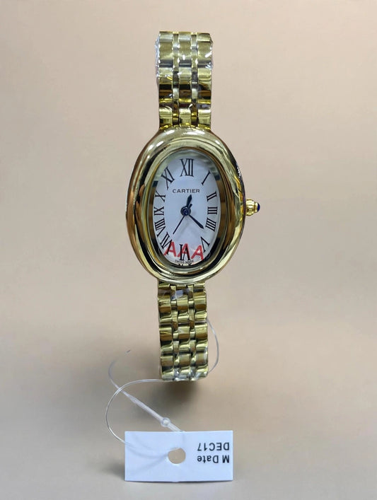 Montre Femme Ovale Dorée Cristaux