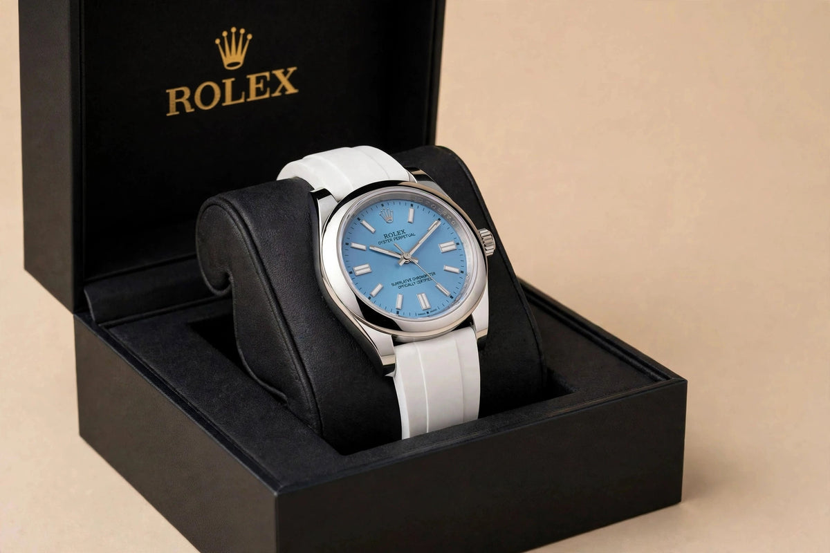Rolex Oyster Perpetual Caoutchouc - Bleu Clair